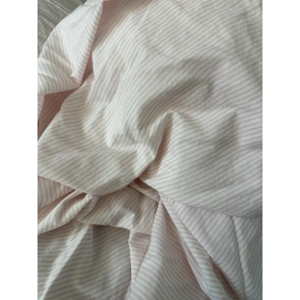 Kate Spade KING Fitted + Flat Sheet Set Baby Pink/White Stripes 100% Cotton 2 Pc